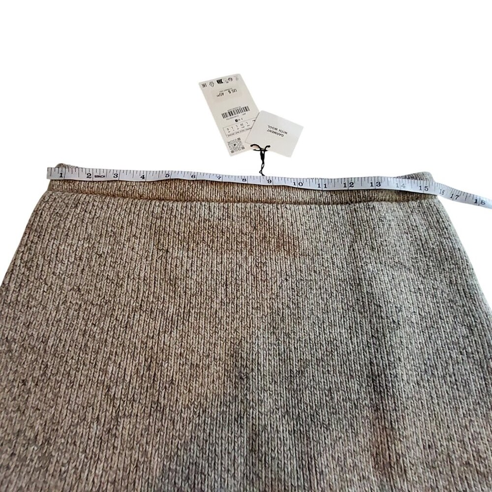Zara Womens Wool-Blend Ribbed Mini Skirt Size Large Gray Beige New With Tags - Picture 3 of 10
